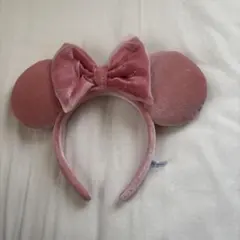 ピンク ベルベット ミッキー耳カチューシャ