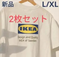 新品IKEA 2枚セットEFTERTRÄDA 白ロゴTシャツ L/XLのサムネイル