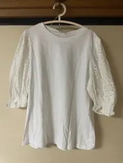 値札付き　ホワイト レース袖 Tシャツ XL