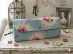 ハンドメイド 長財布 YUWA 松山敦子 ローズ　チェリー　ストロベリー　ブルー