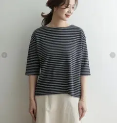 アーバンリサーチドアーズ　コットンリネン畦ボーダーカットソー