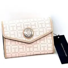 【新品・未使用、希少色】トミーヒルフィガー 三つ折り財布 モノグラム ピンク