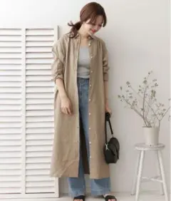 美品　DOORS リネンロングシャツワンピース
