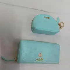 サマンサタバサの水色の 長財布とポーチのセット