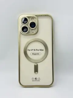 iPhone 16 Pro Max用 マグネット式クリアケース ゴールド