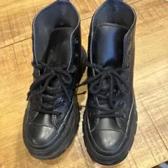 オールスター 厚底スニーカー レザー 黒 23.5㎝