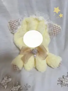 【ぬい服】おすわりぬい服 16cm 猫耳 着ぐるみ ギンガムチェック