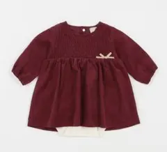 【美品】プティマイン　petit main ボルドー　長袖ロンパース 80