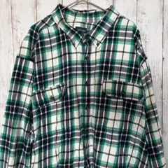 イ*チ様 Faded Glory グリーン系チェックネルシャツ 3XL