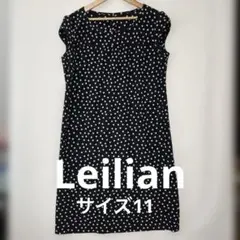 Leilian レリアン 水玉 ノースリーブワンピース チュニック　L ドット柄