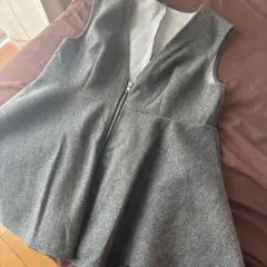 フロントジップ ベスト グレー