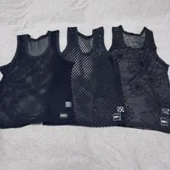 【3枚セット】EDGE メッシュタンクトップ ブラック Sサイズ