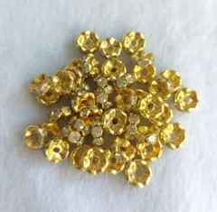 【特価】錆びないロンデル45個 ゴールドカラー×クリスタルカラー ハンドメイド