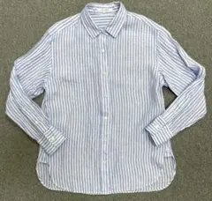 美品 23区 MY STANDARD リネン100% ストライプシャツ32