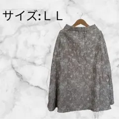 【上品】レースデザイン スカート L Lサイズ　ゴム　大きめ　おしゃれ