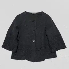 LAPINE BLANCHE♡ウール100％7分袖ノーカラーニットジャケット　Lのサムネイル