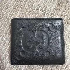 GUCCI 黒 レザー 二つ折り財布