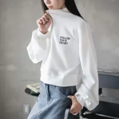 【タグ付新品未使用】ハーフジップショートスウェット クロップド スウェット 白