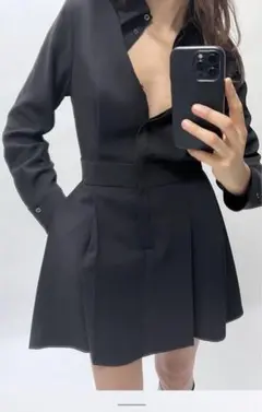 完売　zara ショートクレープシャツワンピ　タグ付き　美品　新品　未使用