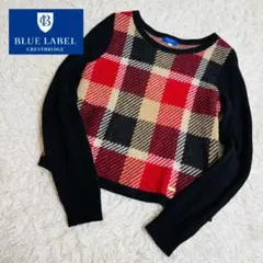 ブルーレーベルクレストブリッジ　チェック柄　ニット　セーター　モヘア混