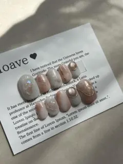 ネイルチップ　春ネイル　奥行き　ニュアンス　天然石　マグネット　ミラー　さくら