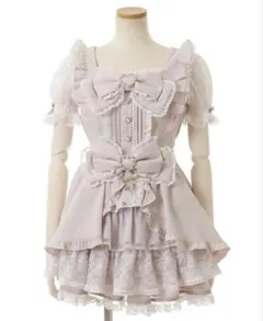 LIZLISA フロントカシュクールBIGリボン セットアップ ピンク　半袖