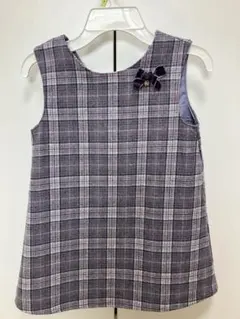 べべ　紫系チェック柄ワンピース　110