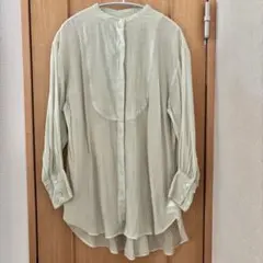 美品 FREAK'S STORE シアーシャツ バンドカラー ライトグリーンのサムネイル