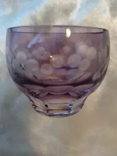 【北一硝子】紫色 桜模様 ガラス お猪口