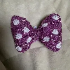 紫のドット柄スパンコール　ヘアゴム　ディズニー
