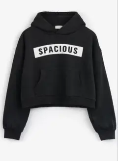 可愛いパーカー フード付き黒クロップドパーカー、レディースパーカー