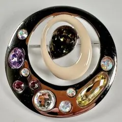 希少 SWAROVSKI スワロフスキー ブローチ サークル 80年代 レトロ