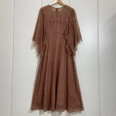 未使用 ルイルエ ブティック シャンテリーレースケープスリーブロングドレス