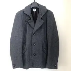 ウールダブルブレストピーコート Lサイズ グレー　TKのサムネイル