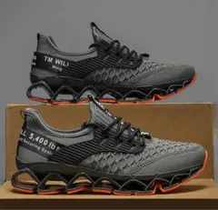 【新品】26cmグレー/オレンジ メンズスニーカー