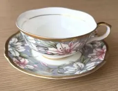 HOYA BONE CHINA カップ＆ソーサー 花柄 金彩