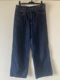 UNIQLO ユニクロ　デニム　ワイドパンツ　ネイビー　24インチ