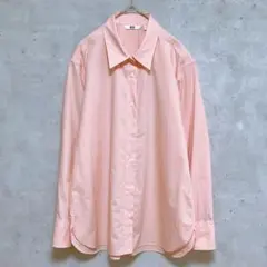 美品ユニクロ コットンシャツ 長袖 M ピンク さくら色 オーバーサイズのサムネイル