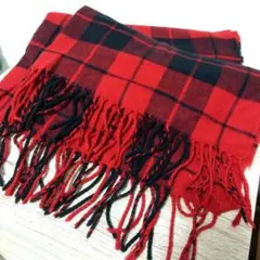 PLST購入　チェック柄大判ストール　赤×黒チェック