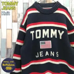 TOMMY JEANS　トミージーンズ　ニット　セーター　星条旗　刺繍ロゴ