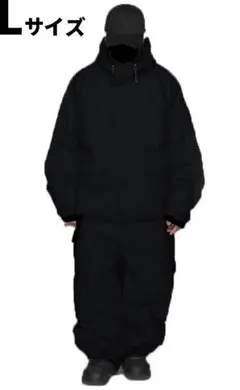 25-26最新スノーボード ウェア/上下セットアップ/メンズ/黒/ Lサイズ