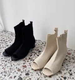 ナイスクラップ　オープントゥ　ニットメッシュブーツ　春夏ブーツ