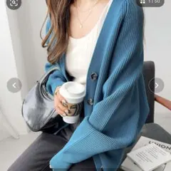 リブニットカーディガン ニット