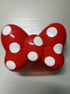 リボン型収納ボックス 赤 水玉　ミニー　ポップコーンバケット