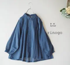 新品値引 ＬＬブルー系*薄地タック使い袖シャーリングブラウス　大きいサイズ