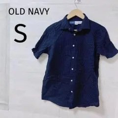 OLD NAVY [S] ネイビー ドット柄 半袖シャツ 美品