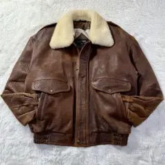【90s】G-1 フライトレザージャケット Ｌ 特大襟ボア・ライナー付き完品！