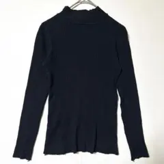 ブラック リブニット モックネック セーター カットオフ 黒 レディース iy