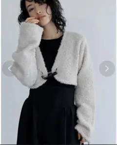 Re:EDIT（リエディ）リボンテープヤーンベルトデザインショート丈ボレロのサムネイル