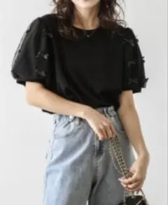 ラジエム リボン シフォン袖トップスのサムネイル